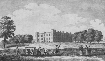 シオンハウス、向かいのアイルワース教会、c1760から見た 作： Edward Rooker