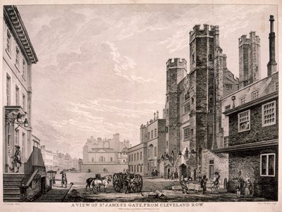 セント ジェームズ宮殿に通じるセント ジェームズ ゲート、ロンドン、1766 年 作： Edward Rooker