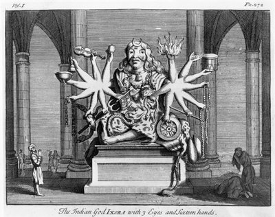 3つの目と16の手を持つインドの神イクソラ、1780年頃 作： Edward Rooker