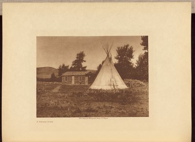 ピエガンの家 作： Edward S. Curtis