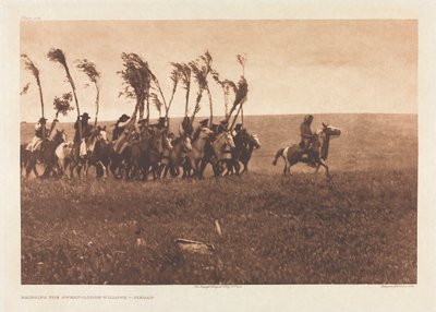 ポートフォリオ VI、プレート 205: スウェット ロッジ ウィローをもたらす - ピーガン 作： Edward S. Curtis