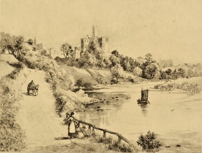 コケ：アンブルへの道からワークワース城、1880年頃（エッチング） 作： Edward Slocombe