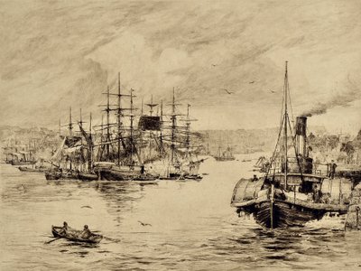 タイン：シールズで、1880年頃（エッチング） 作： Edward Slocombe