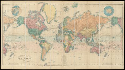メルカトル図法のスタンフォード図書館世界地図 作： Edward Stanford