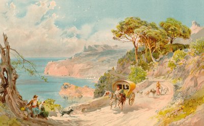 マヨルカ島ソレル近くの海岸道路（カラーリソ） 作： Edward Theodore Compton