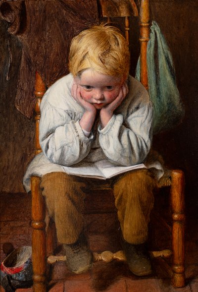 ラーニング・バイ・ハート（油彩・板） 作： Edward Thompson Davis