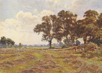 空気は、放り投げられた枯れ草の香りに満ちていた（カラーリトグラフ） 作： Edward Wilkins Waite
