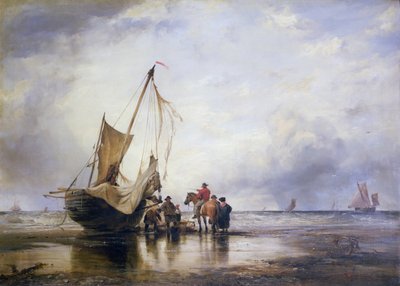 砂の上の豚のボート、ブライトン 作： Edward William Cooke