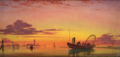 1864年ヴェネツィア、ラグーンのマゾート 作： Edward William Cooke