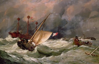 疾風怒濤の朝（油彩・キャンバス 作： Edward William Cooke