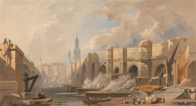 オールド アンド ニュー ロンドン ブリッジ 作： Edward William Cooke