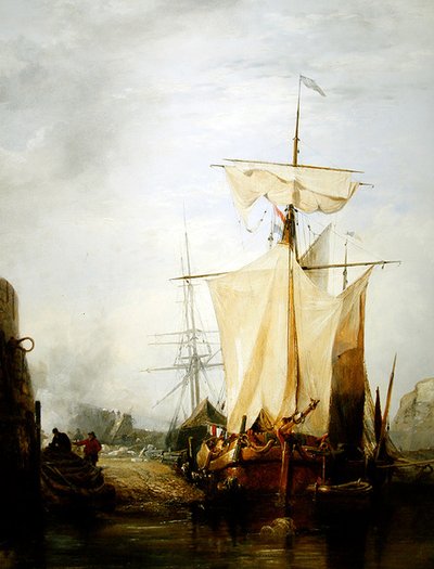 セントピーターポート、ガーンジー島（油彩・キャンバス） 作： Edward William Cooke