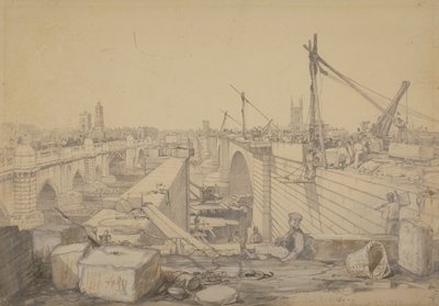ロンドン橋の建設、1830 作： Edward William Cooke