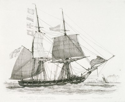 ドーバー沖で水先案内人のために合図を出す、英国海軍の戦艦「ウルフ」（1826年）、または（1814年）。 作： Edward William Cooke