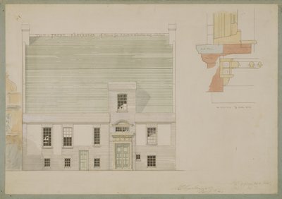 JAM Whistler Esq、Tite Street、Chelsea、1877年の家の正面標高（紙にペンとインクとトイレ）（176476も参照） 作： Edward William Godwin