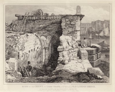 古いロンドン橋の聖トーマスチャペルの遺跡 作： Edward William Godwin