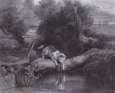 犬と影」（エングレービング 作： Edwin (after) Landseer