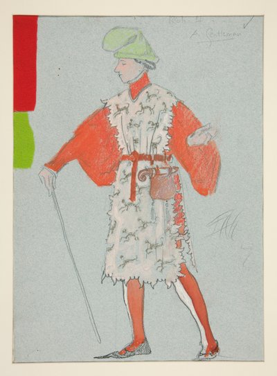 紳士、ヘンリー・アーヴィングの衣装スケッチ 作： Edwin Austin Abbey