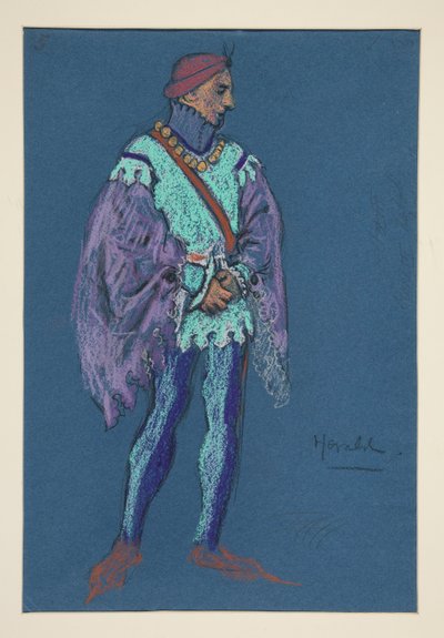 ヘラルド、ヘンリー・アーヴィングの衣装スケッチ 作： Edwin Austin Abbey