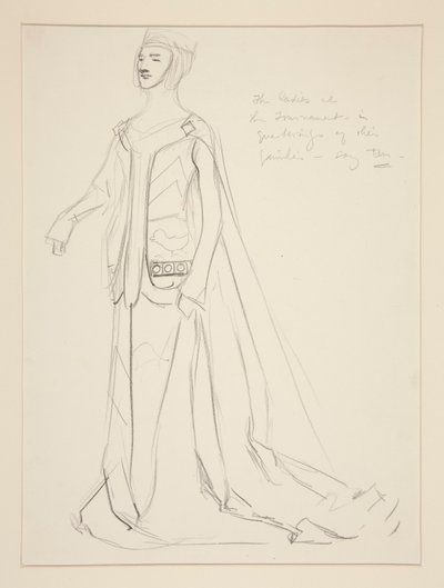 レディ、ヘンリー・アーヴィングの衣装スケッチ 作： Edwin Austin Abbey