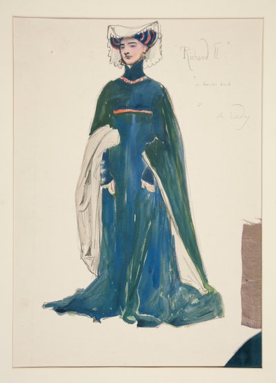 レディ、ヘンリー・アーヴィングの衣装スケッチ 作： Edwin Austin Abbey