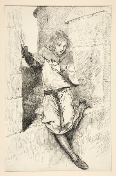 アーサー - 第 4 幕、第 3 場、ジョン王 作： Edwin Austin Abbey