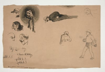 さまざまな図の研究 (直腸と裏面) 作： Edwin Austin Abbey