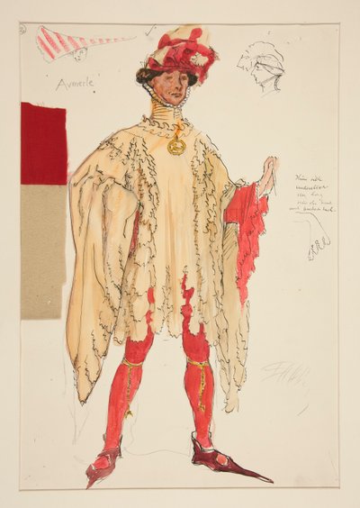 Aumerle、Henry Irving の衣装スケッチ 作： Edwin Austin Abbey
