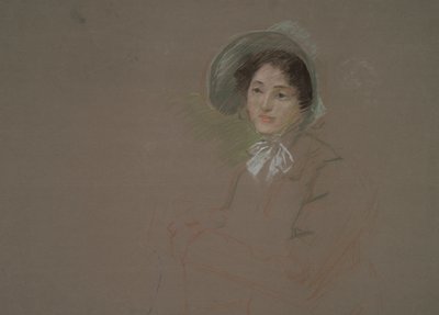 ボンネットをかぶった女性のバスト丈のスケッチ 作： Edwin Austin Abbey