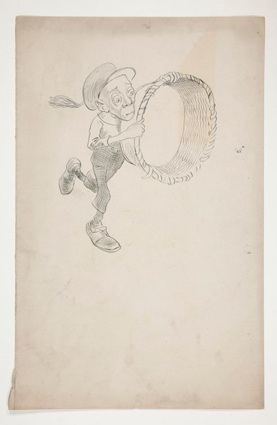 かごで蜂を追いかける男の漫画 作： Edwin Austin Abbey