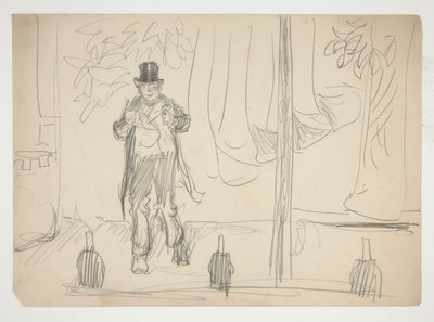 ステージ上の俳優の漫画 (?) - 正体不明のイラスト 作： Edwin Austin Abbey