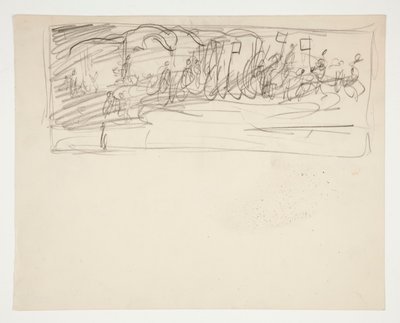 The Quest of the Holy Grail (1901 年に完成したボストン公立図書館の 15 枚の絵画のシリーズ) の構図習作 作： Edwin Austin Abbey