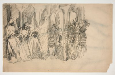 ボストン公立図書館の壁画シリーズ「The Quest of the Holy Grail」の構図研究 作： Edwin Austin Abbey