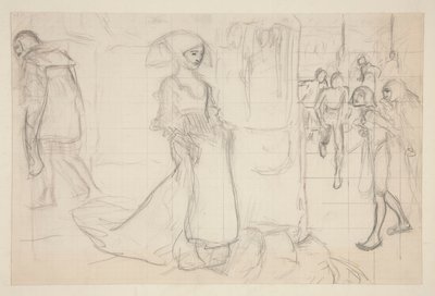 絵画「ファウストとマーガレット」のための構図習作 作： Edwin Austin Abbey