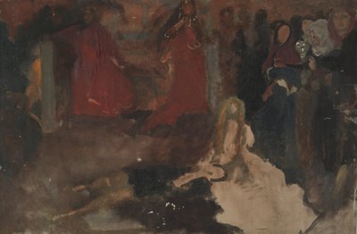 ハムレット、第3幕、シーンIIの演劇シーンのための構成研究 作： Edwin Austin Abbey