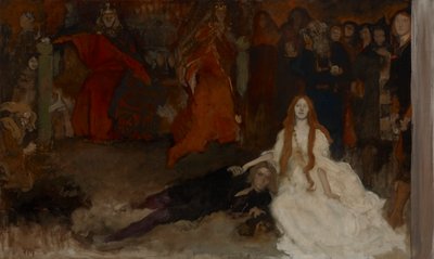 ハムレット、第3幕、シーンIIの演劇シーンのための構成研究 作： Edwin Austin Abbey