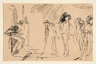 法廷シーン（第2幕、第2場、リア王？） 作： Edwin Austin Abbey
