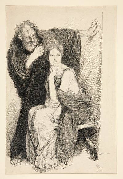 『トロイラスとクレシダ』より、クレシダとおじ 作： Edwin Austin Abbey