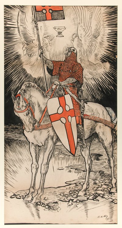 アビーの本の出版と展覧会を宣伝するためのポスターの絵 作： Edwin Austin Abbey