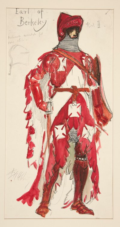 バークレー伯爵、ヘンリー・アーヴィングの衣装スケッチ 作： Edwin Austin Abbey