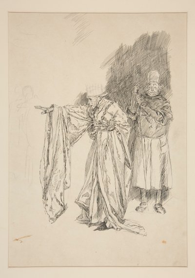 キングのための初期の習作 - 第2幕、シーンIII、すべて 作： Edwin Austin Abbey