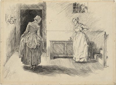 Mrs. Hardcastle & Maid に入り、Oliver Goldsmith に師事 作： Edwin Austin Abbey