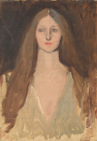 ハムレットの演劇シーン、第3幕、第2場のためのオフィーリアのフィギュアスタディ 作： Edwin Austin Abbey