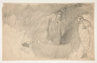 身元不明のシェイクスピア劇のスケッチ、休息中の人物 作： Edwin Austin Abbey