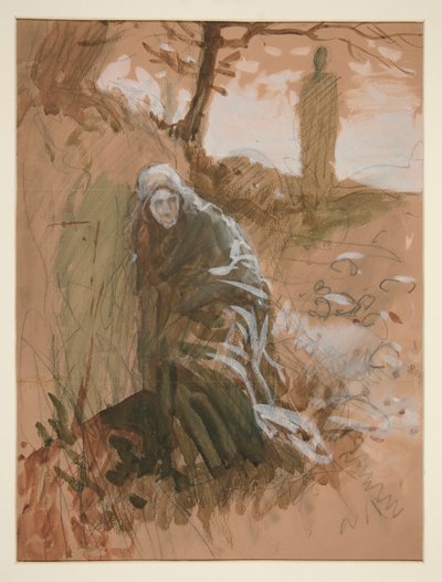 森の中の姿 - 正体不明のイラスト 作： Edwin Austin Abbey