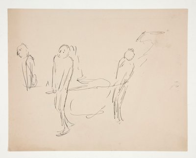 図研究 - 担架を運ぶ 2 人の男性 作： Edwin Austin Abbey