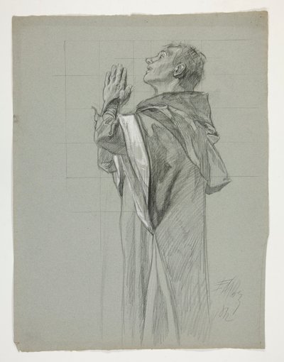 アーサー王のフィギュアスタディ 作： Edwin Austin Abbey