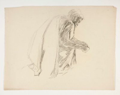 The Quest of the Holy Grail (1901 年に完成したボストン公立図書館のための 15 の絵画シリーズの 2 番目) からのランスロット卿とボールス卿の服装のガラハッドと彼の拍車の図の研究 作： Edwin Austin Abbey