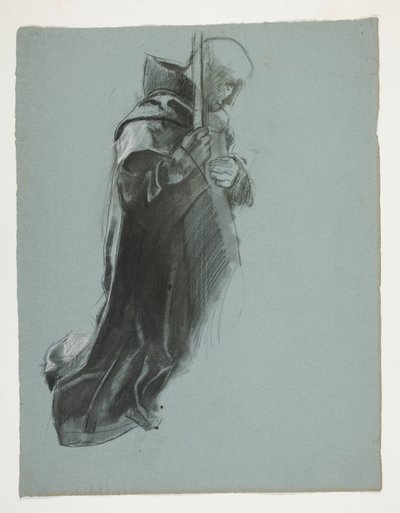 The Departure の Figure study, from The Quest of the Holy Grail (1901 年に完成したボストン公立図書館のための 15 枚の絵画のシリーズ) 作： Edwin Austin Abbey