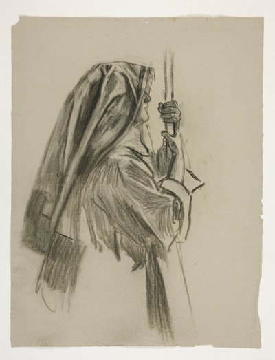 The Quest of the Holy Grail (1901 年に完成したボストン公立図書館のための一連の 15 枚の絵画) からの Sir Galahad の騎士の人物像の習作 作： Edwin Austin Abbey
